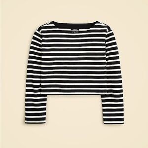 J Crew Cropped boatneck T-shirt in mariner cotton L